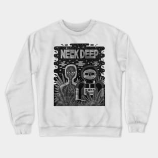 Neck Deep-Black & White Halftone Illustrations Crewneck Sweatshirt